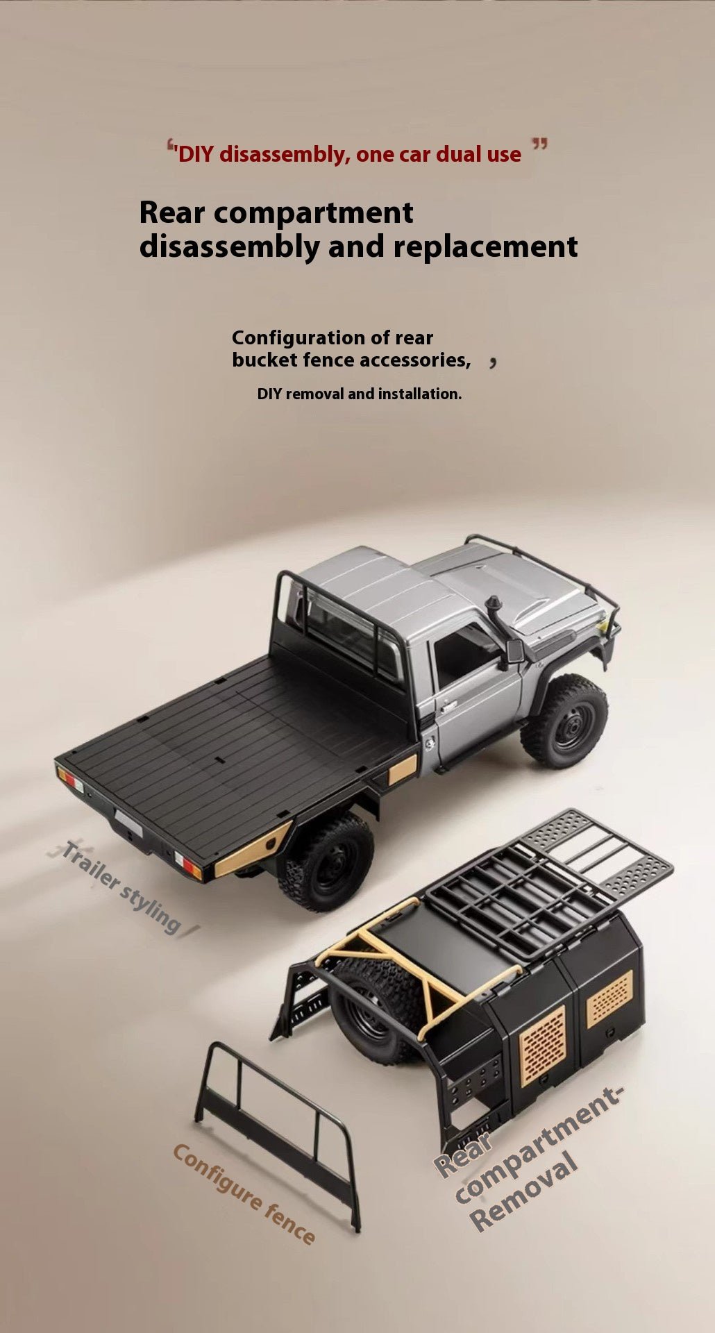 Toyota LC79 MN82S Remote Control Four-wheel Off-road Pickup Car - Image 6