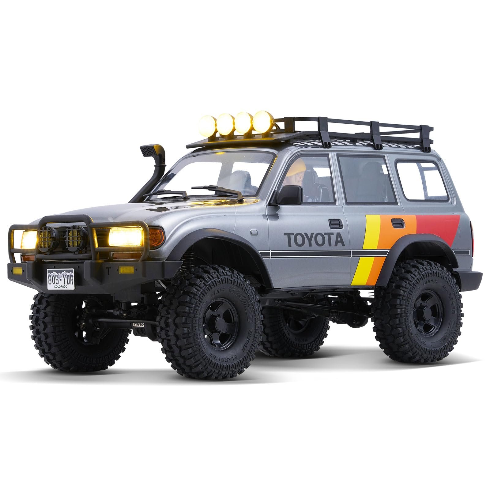 FMS 1/10 LC80 RC Crawler, FCX10 Toyota RC Rock Crawler with Lighting, Hobby Grade Offroad RC Car for Adults, RS Need to Complete (Grey)